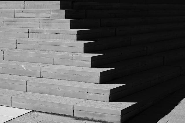 Close-Up of concrete stairs in the "Gino Valle" square area in Milan