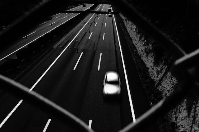 highway in black and white