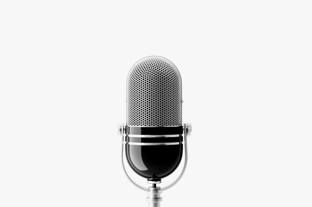 Microphone on white background. Horizontal composition
