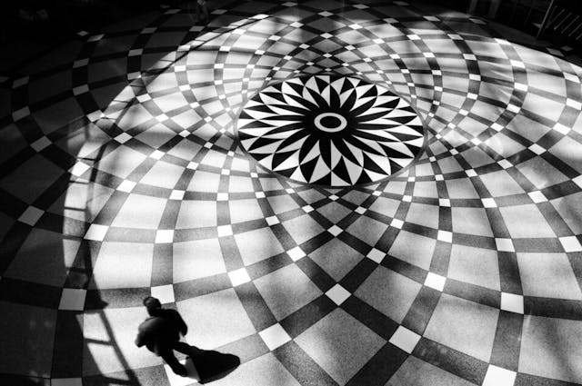 Mosaic floor in a shopping mall