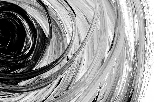 Abstract brushed black and white hand painted acrylic background, creative abstract hand painted background, close-up fragment of acrylic painting on paper with brush strokes  Date published