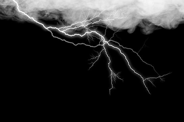 Lightening against a black background